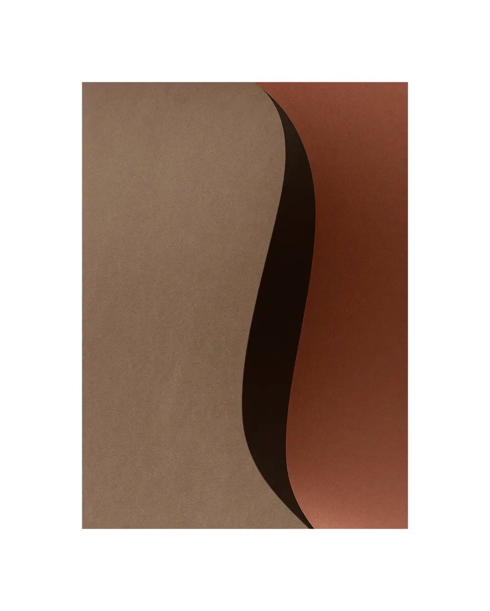 Minimalist limited edition fine art print with soft sculptural curves in warm brown tones with a wavy design