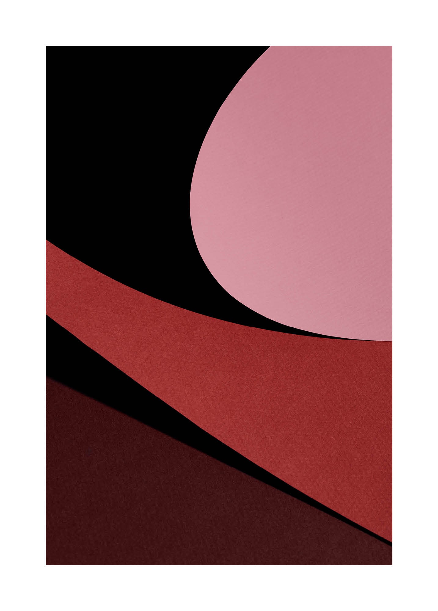 Modern Pink No.1 fine art print featuring abstract curved shapes in pink, burgundy, and black, representing minimalist Scandinavian design by Monday Gallery