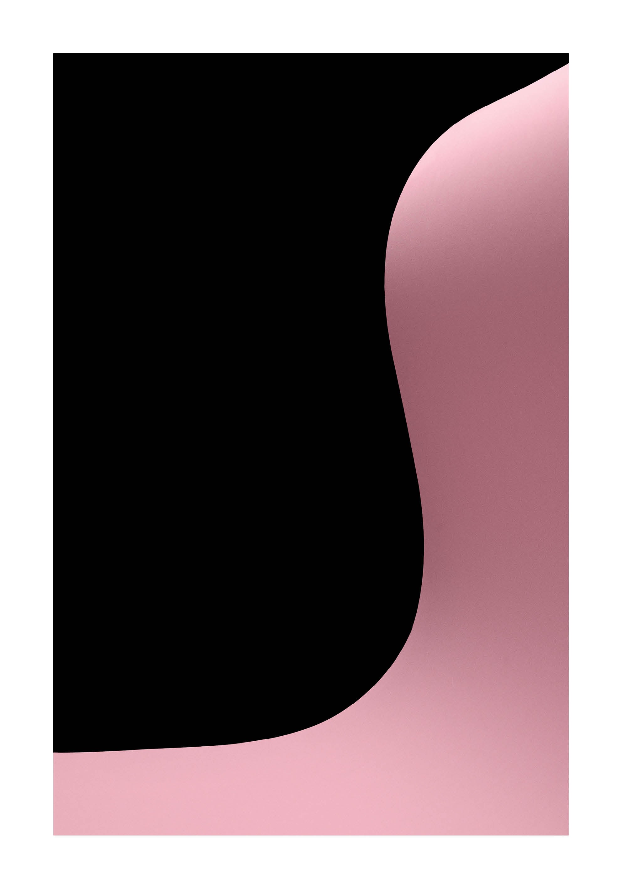 Minimalist fine art print with soft pink curves against black background, Scandinavian design by Monday Gallery