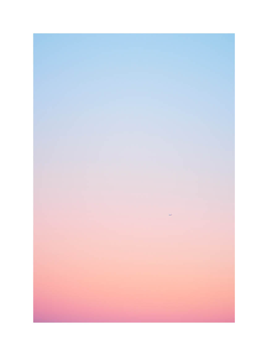 Minimalist fine art photograph with soft pastel tones of pink and blue sky. Printed in Sweden, exclusive at Monday Gallery.