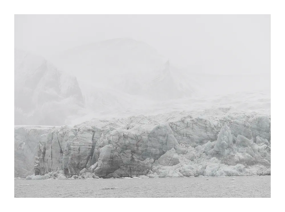 Minimal fine art photograph of a glacier landscape in soft, muted tones.