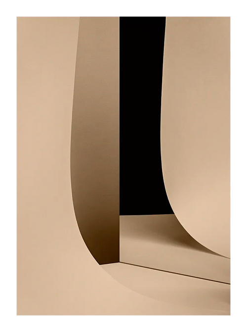 Fine art print “Beige Simplicity No.2” by Monday Gallery  minimalist abstract composition in warm beige tones with bold organic lines.