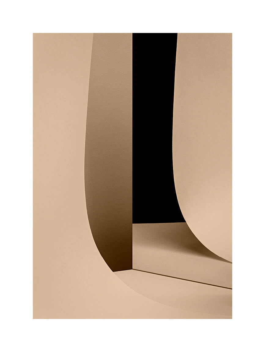 Fine art print “Beige Simplicity No.2” by Monday Gallery  minimalist abstract composition in warm beige tones with bold organic lines.