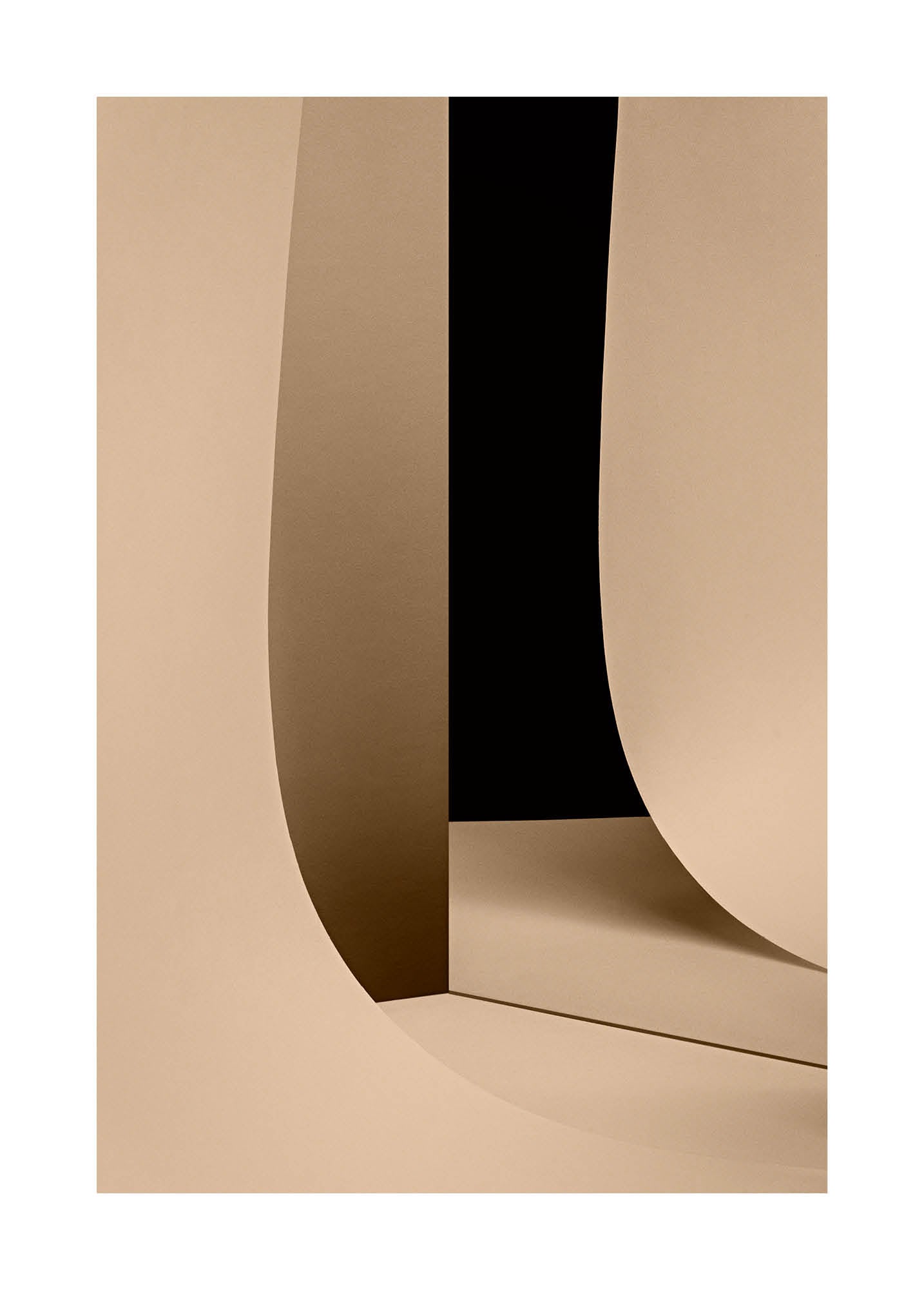 Fine art print “Beige Simplicity No.2” by Monday Gallery  minimalist abstract composition in warm beige tones with bold organic lines.