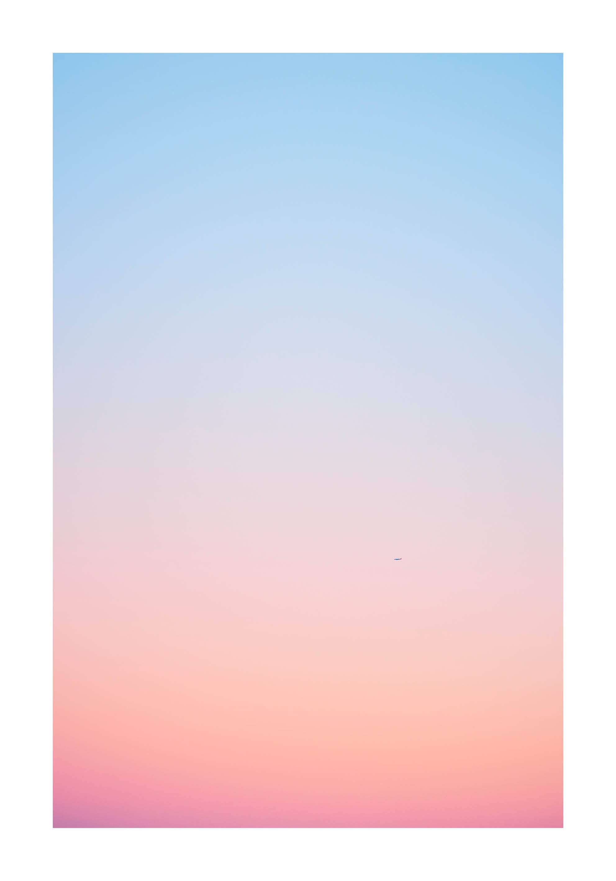Minimalist fine art photograph with soft pastel tones of pink and blue sky. Printed in Sweden, exclusive at Monday Gallery.